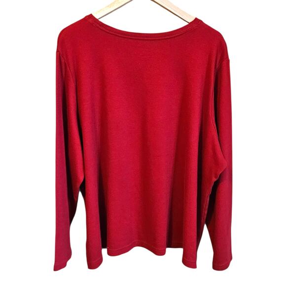 Basic Editions Woman Red Long Sleeve Cotton Top Shirt Plus Size 3X - Picture 4 of 4